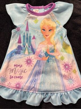 💙5/$22-Disney Frozen Elsa Doll Dress Blue Ruffle Nightgown Pajama Dress